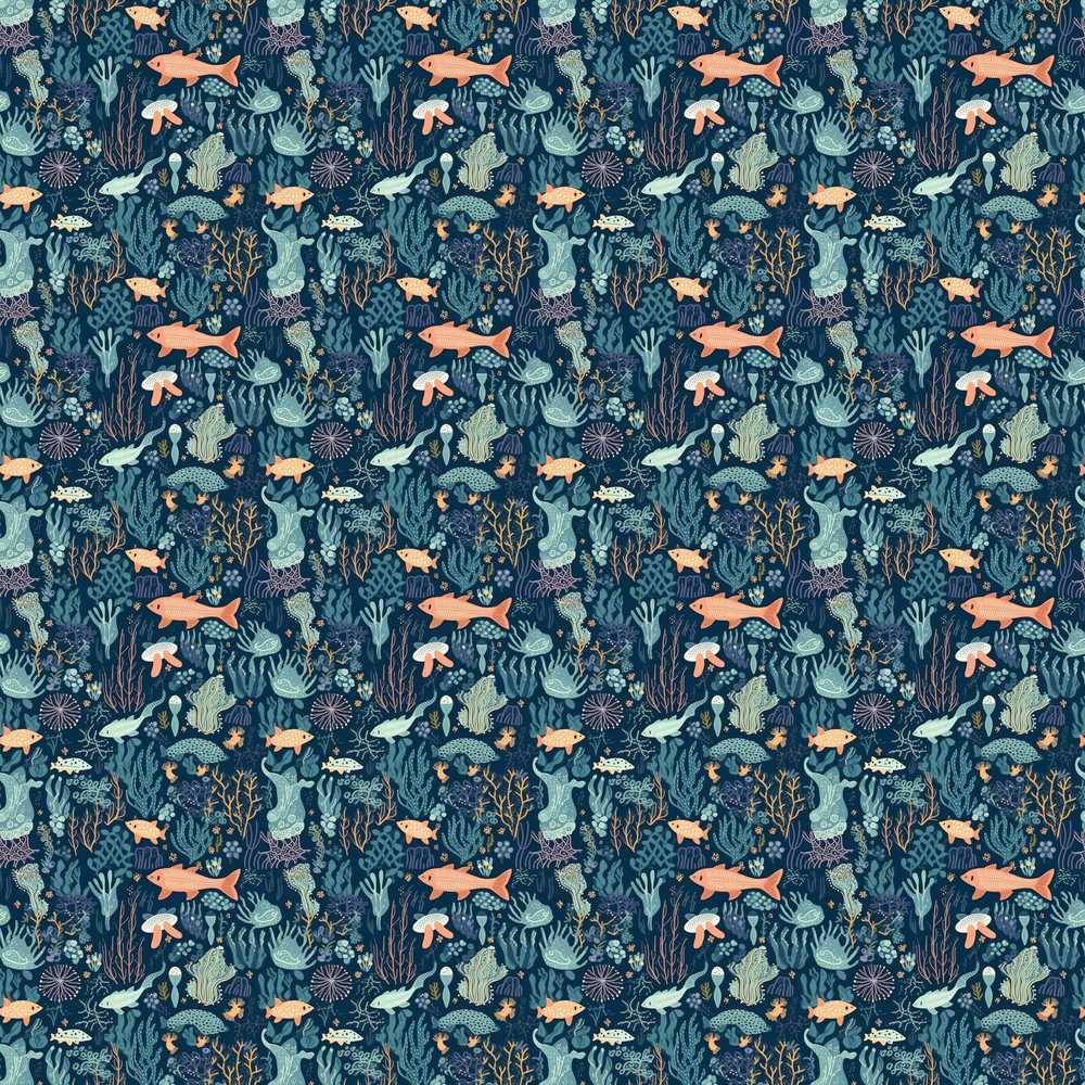 Deep Sea Coral Fish Botanical Ocean Wildflower Pattern