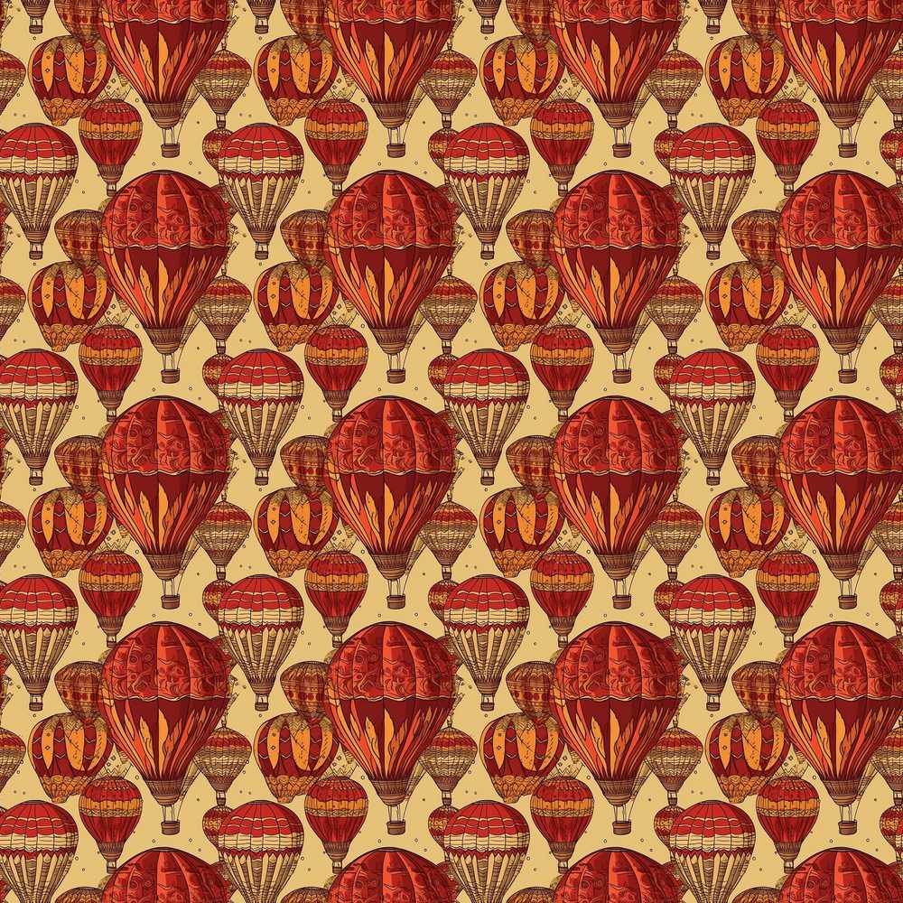 Vintage Red Hot Air Balloons Sky Travel Decorative