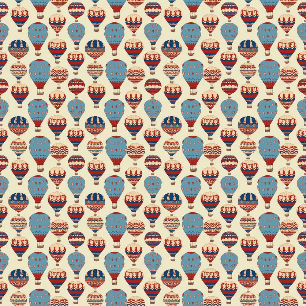 Colorful Blue Red Hot Air Balloons Decorative Repeat