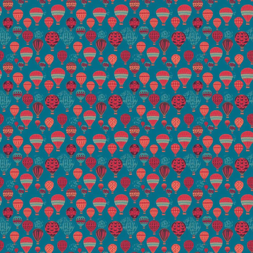 Bright Red Teal Hot Air Balloon Sky Decorative