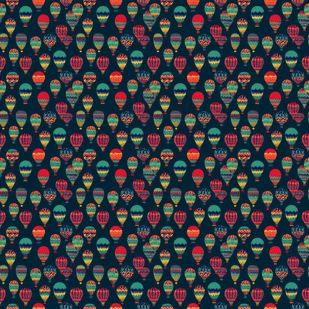 Dark Background Colorful Hot Air Balloons Decorative Repeat