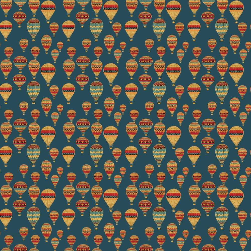 Vintage Style Hot Air Balloons on Teal Sky