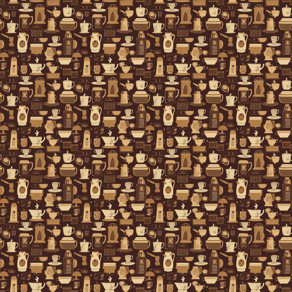 Classic Brown Coffee Maker Cups Vintage Decorative Repeat