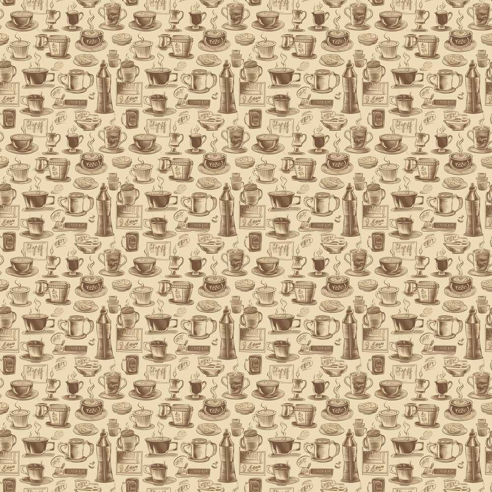 Coffee Cups Desserts and Cafe Elements Decorative Repeat