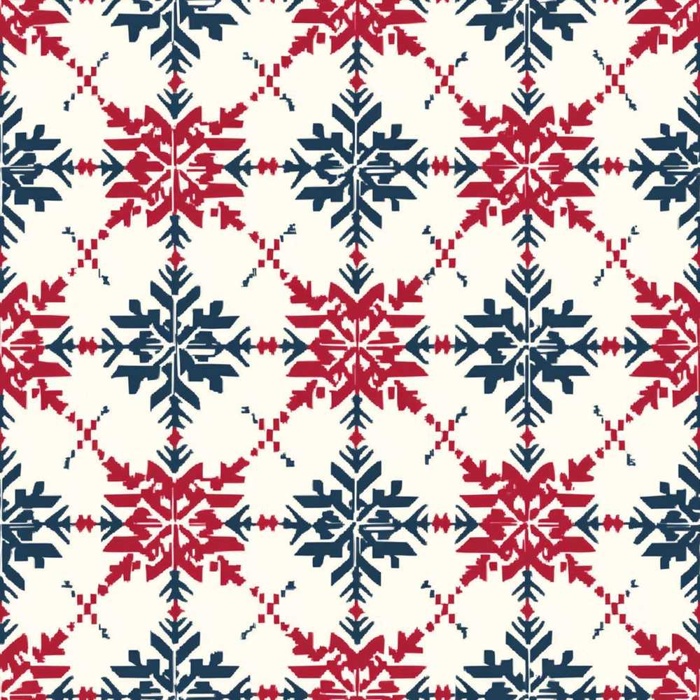 Nordic Snowflake Style Red Blue Geometric Festive Holiday