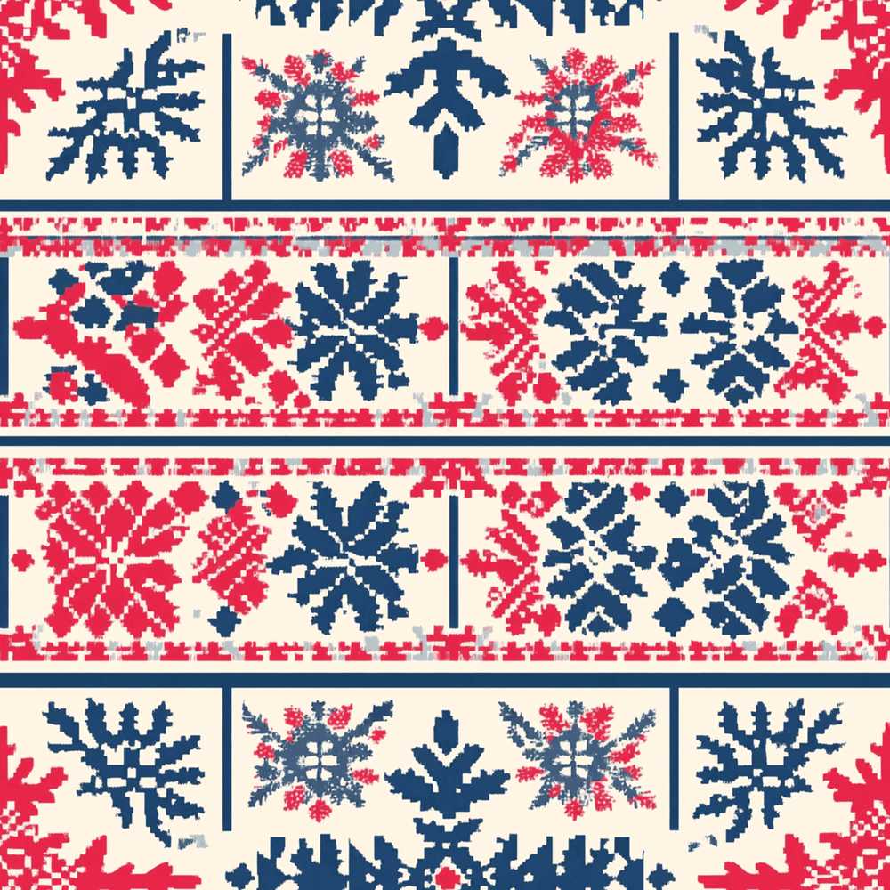 Minimal Folk Diamond Blue Red Repeat Pattern Decorative
