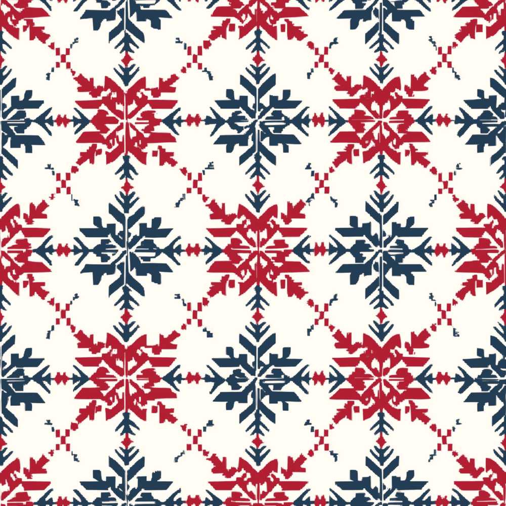Scandinavian Folk Snowflake Red Blue Repeat Festive Holiday