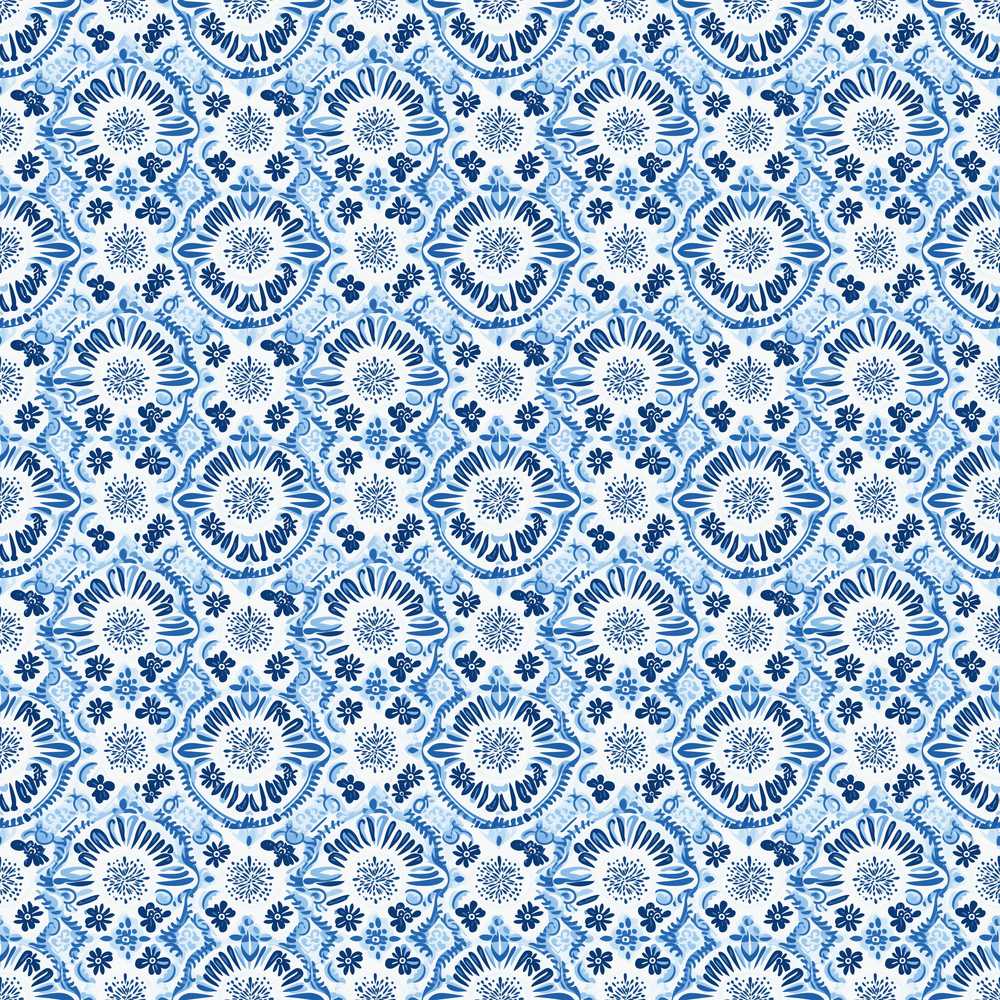 Blue Floral Abstract Botanical Wildflower Pattern Decorative