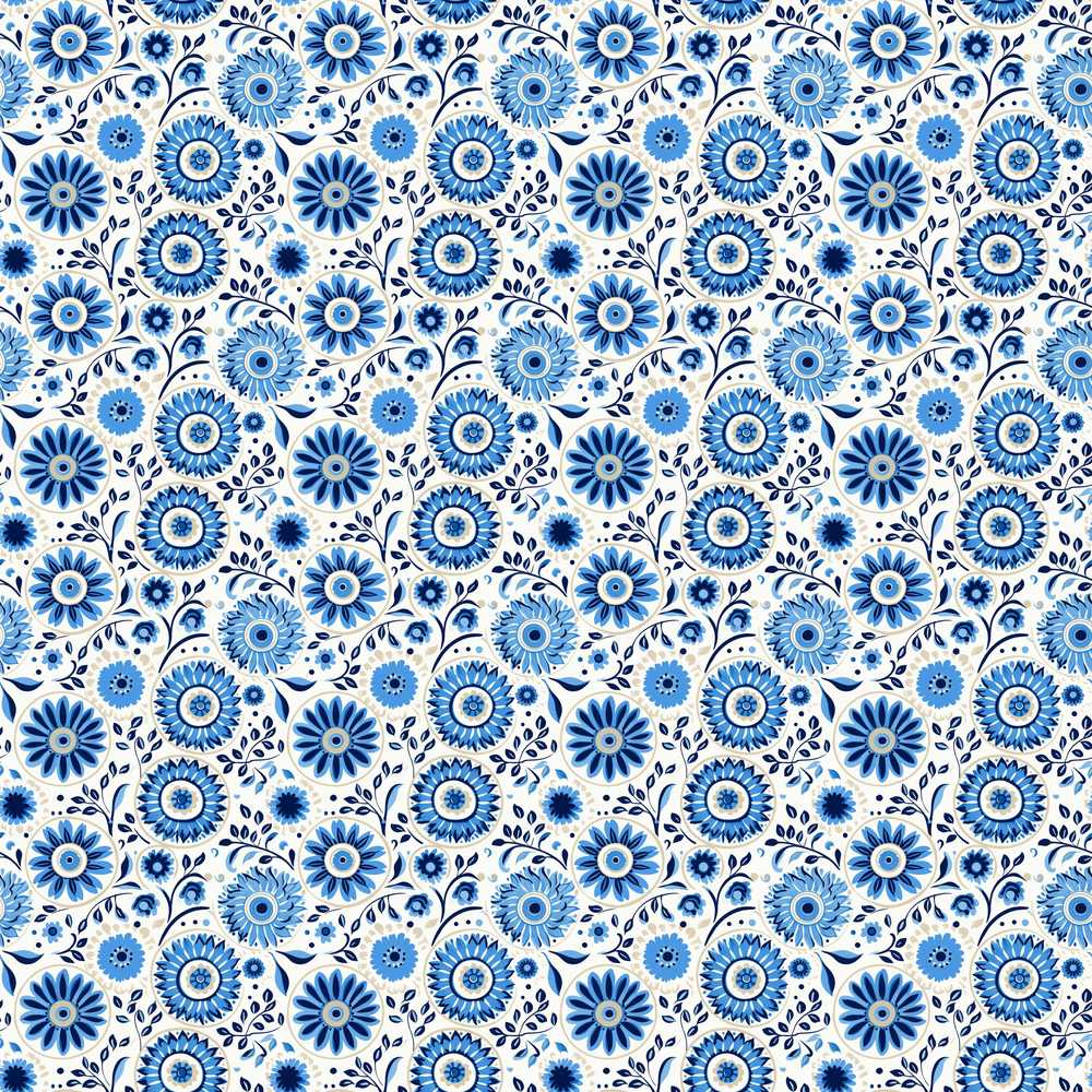 Blue Flower Power Wildflower Pattern Botanical Decorative