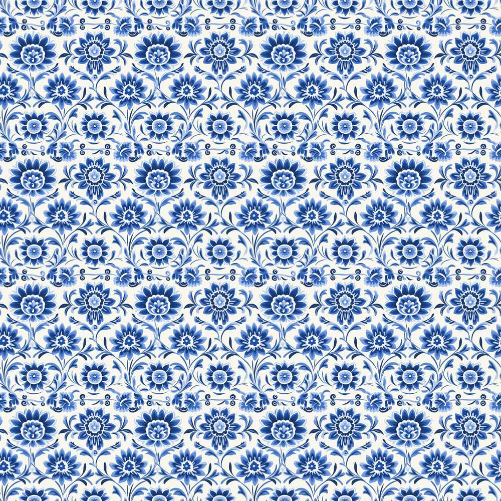 Blue Vintage Botanical Floral Repeat Wildflower Pattern