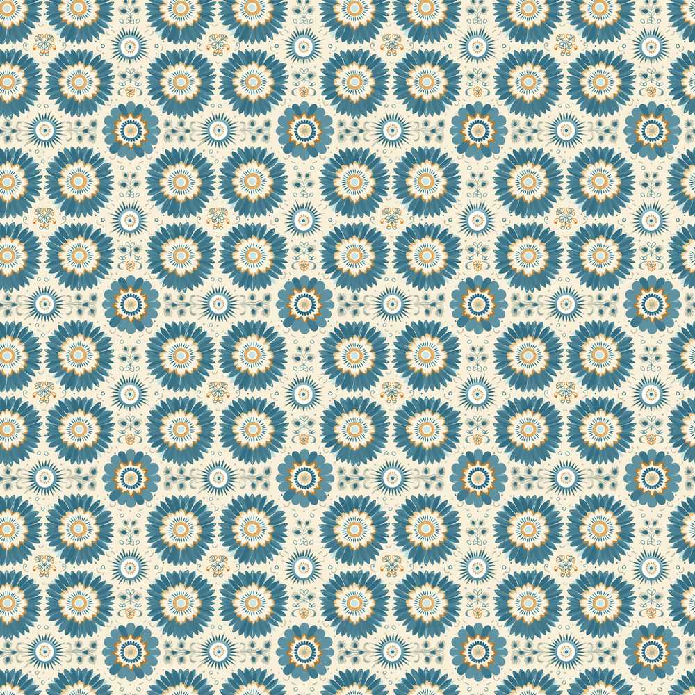 Teal Daisy Floral Repeat Wildflower Pattern Botanical