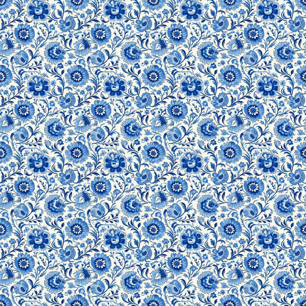 Blue Vintage Floral Botanical Wildflower Pattern Decorative