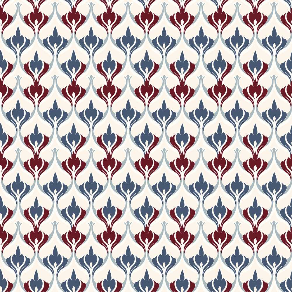 Minimal Red Blue Folk Motif Decorative Repeat Pattern