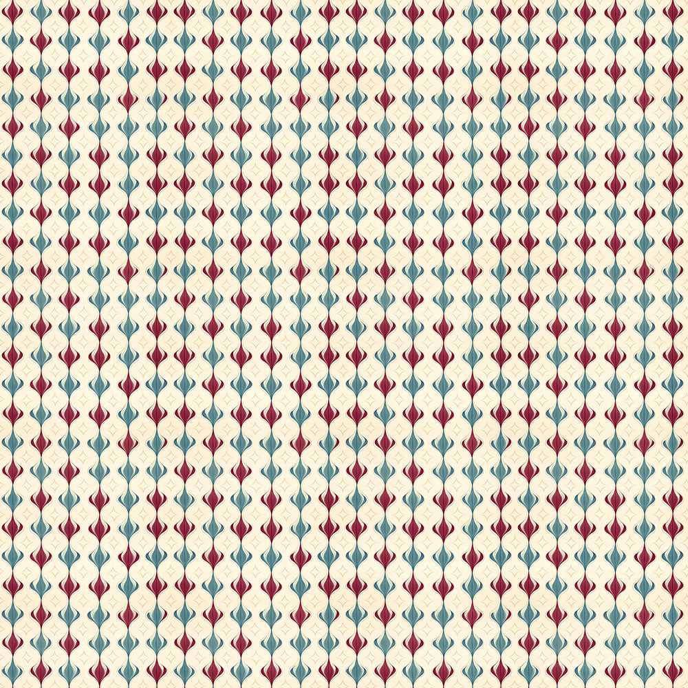 Minimal Red Blue Curved Stripe Motif Repeat Pattern