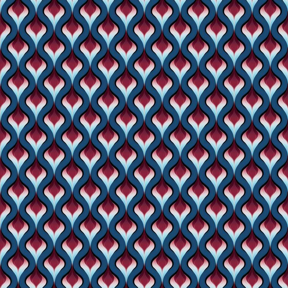 Red Blue Gradient Wave Decorative Repeat Pattern Design