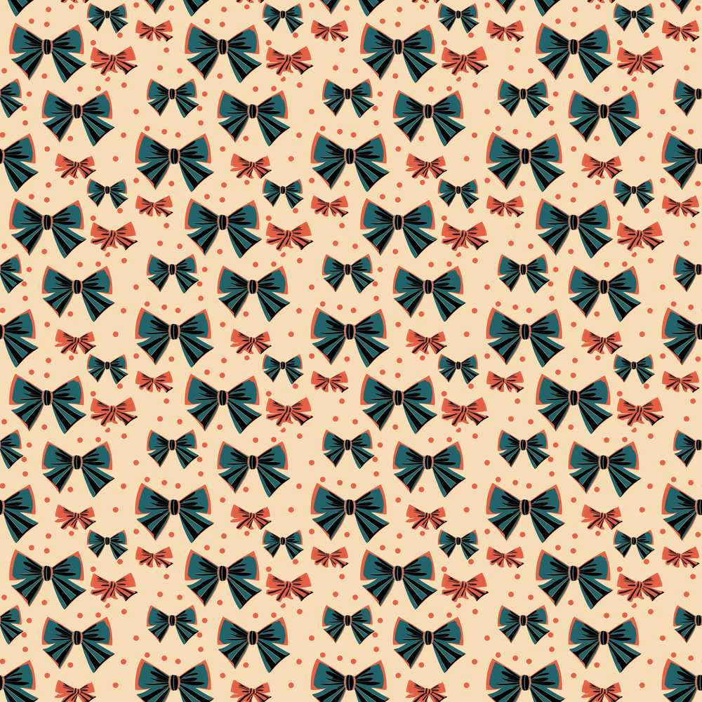 Bow Tie Pattern with Polka Dots in Teal and Coral