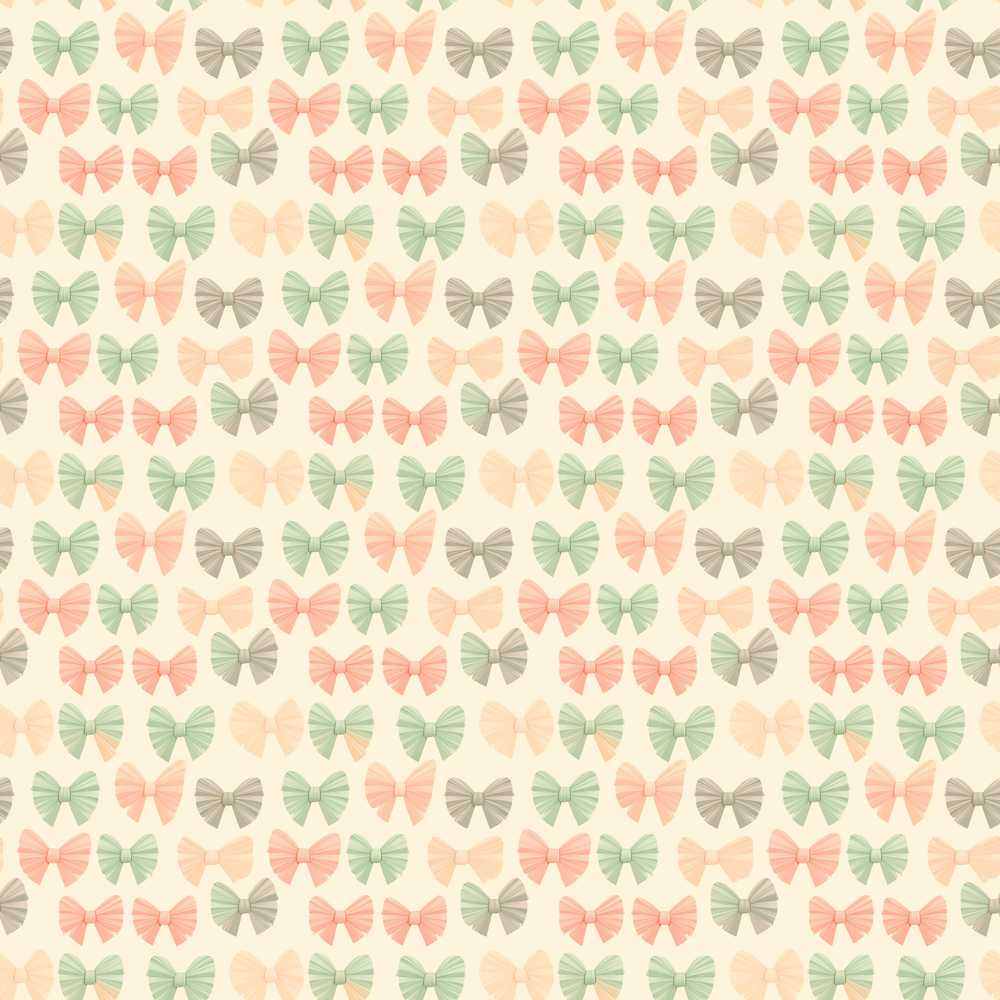 Soft Pastel Bow Pattern in Peach Mint and Cream