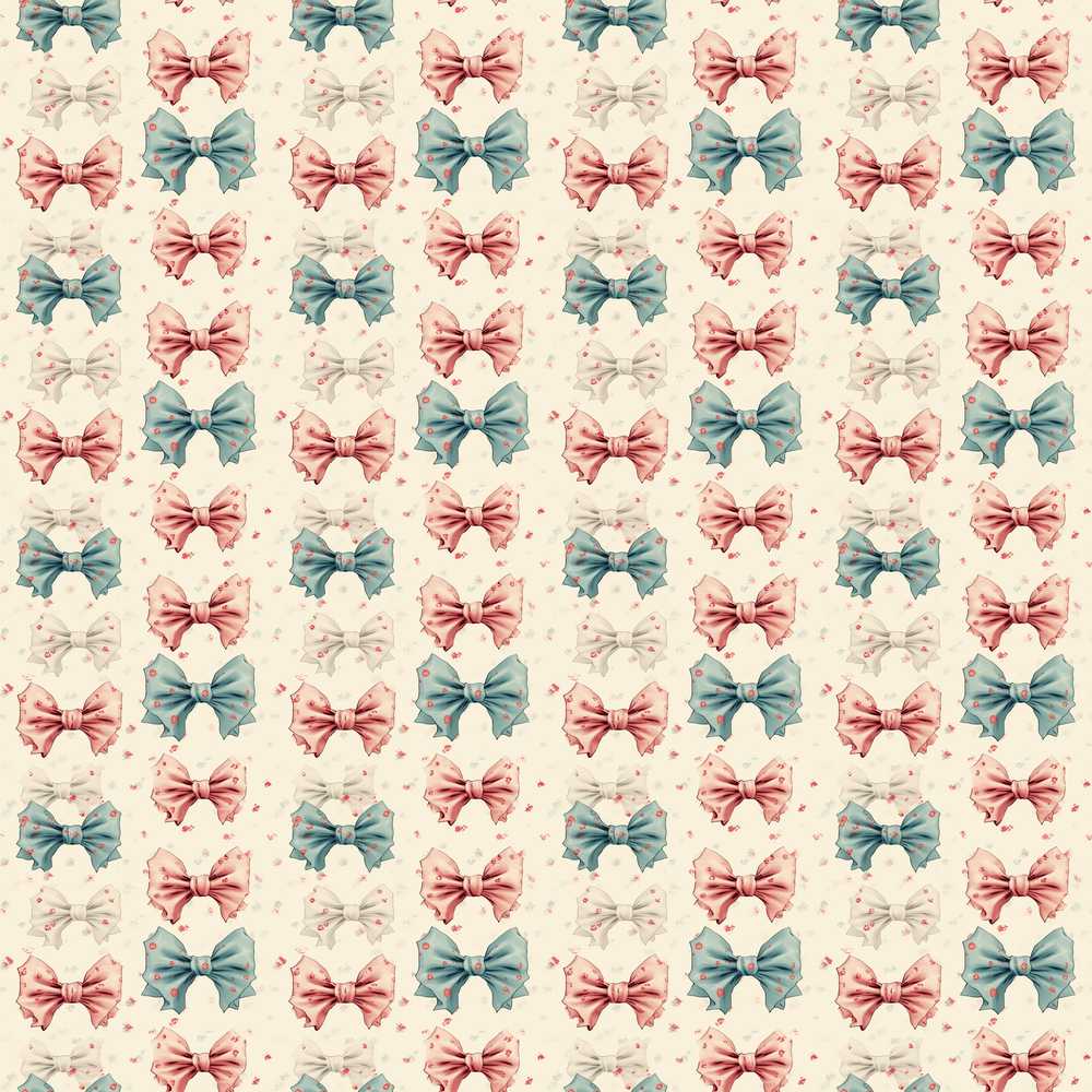 Vintage Inspired Bow Pattern in Pink Blue and Cream