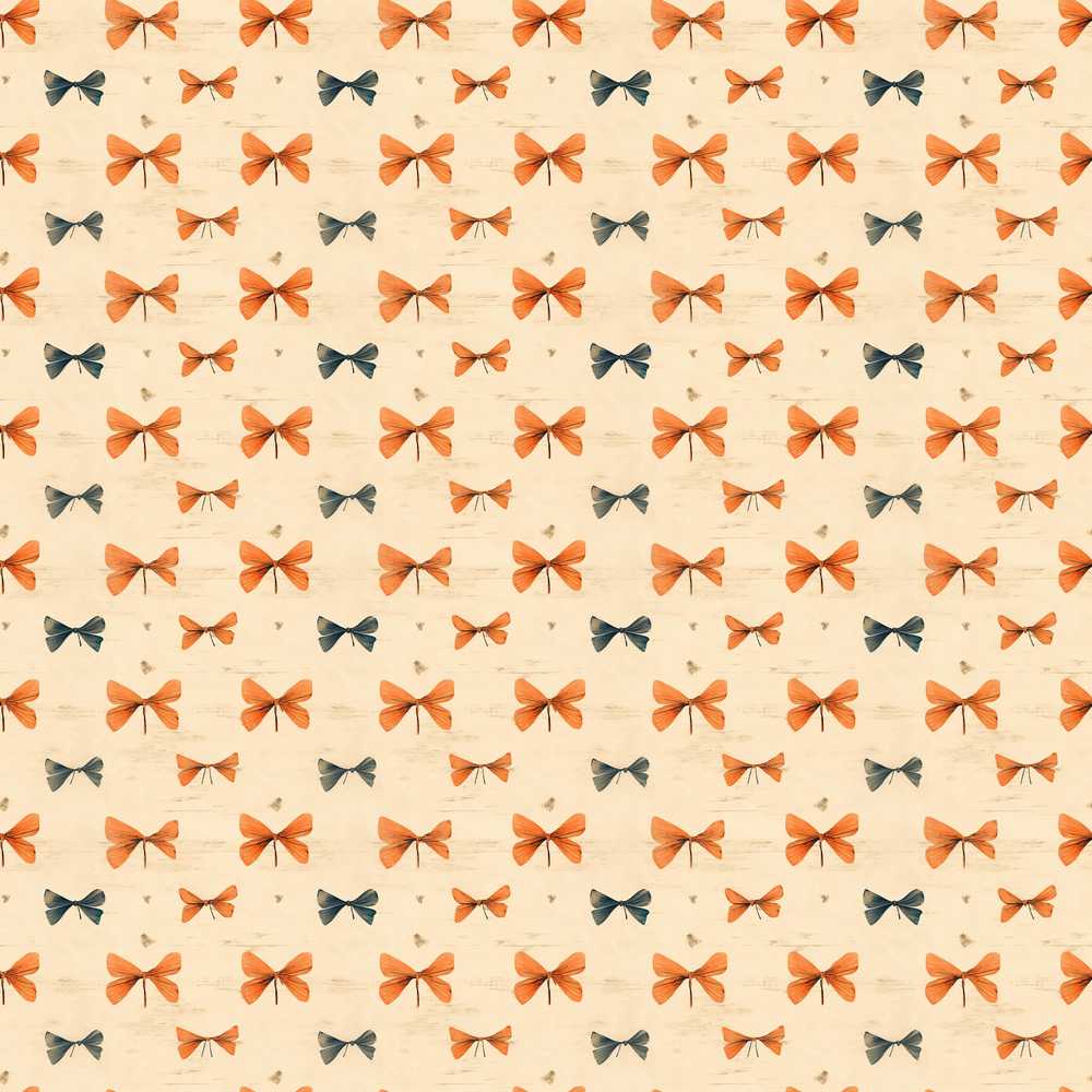 Minimal Rustic Bow Pattern in Orange Blue on Neutral Background