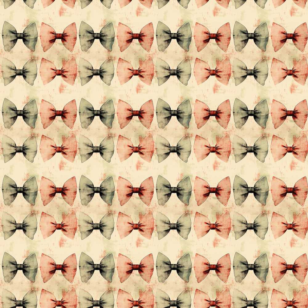 Vintage Distressed Bow Pattern in Muted Pink and Green