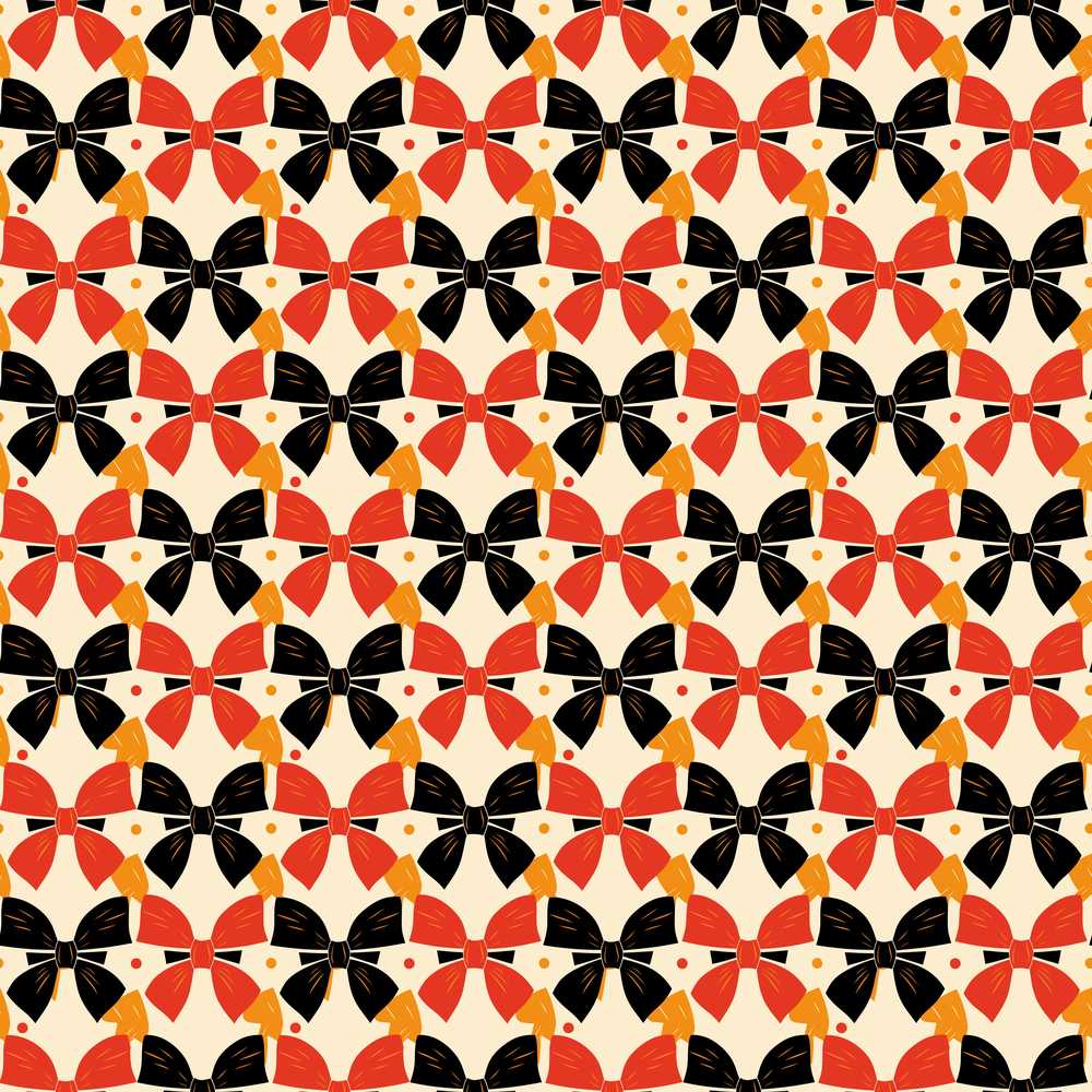 Bold Bow Pattern in Red Black and Gold Tones