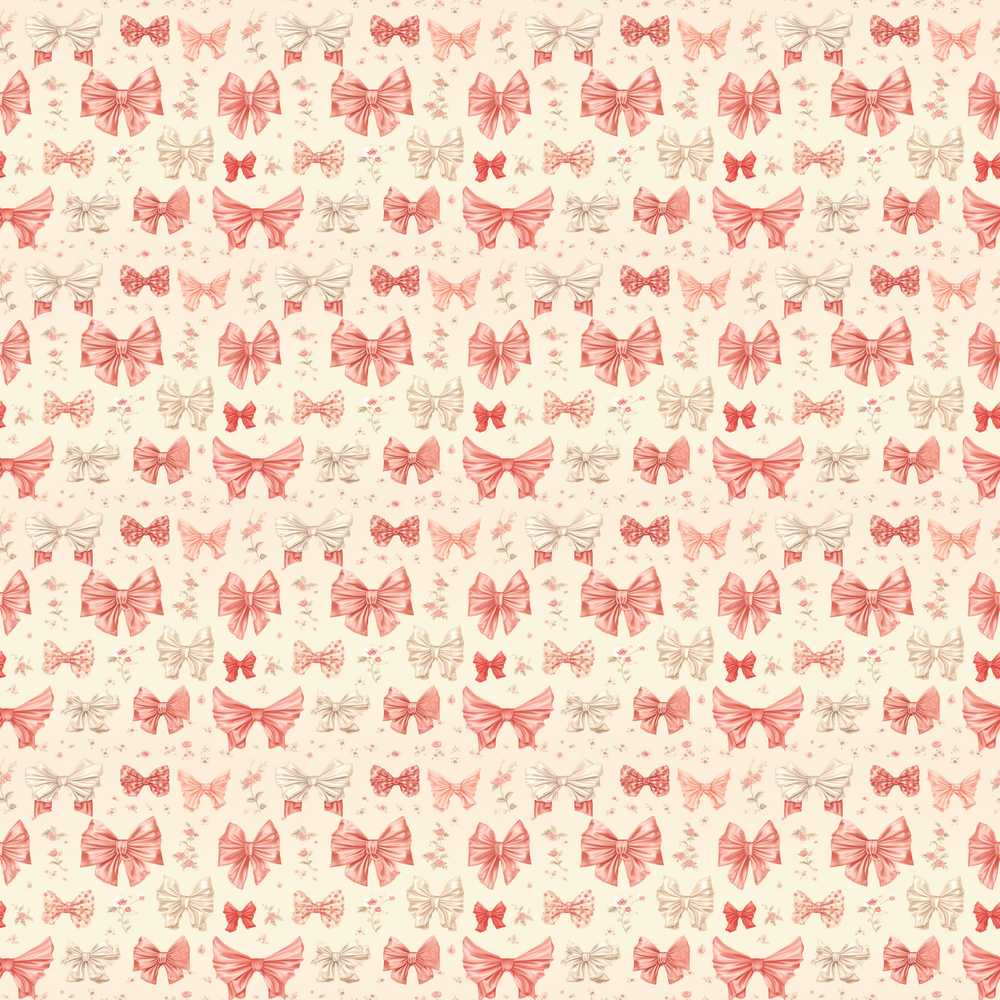 Soft Romantic Bow Pattern in Pink and Cream with Floral
