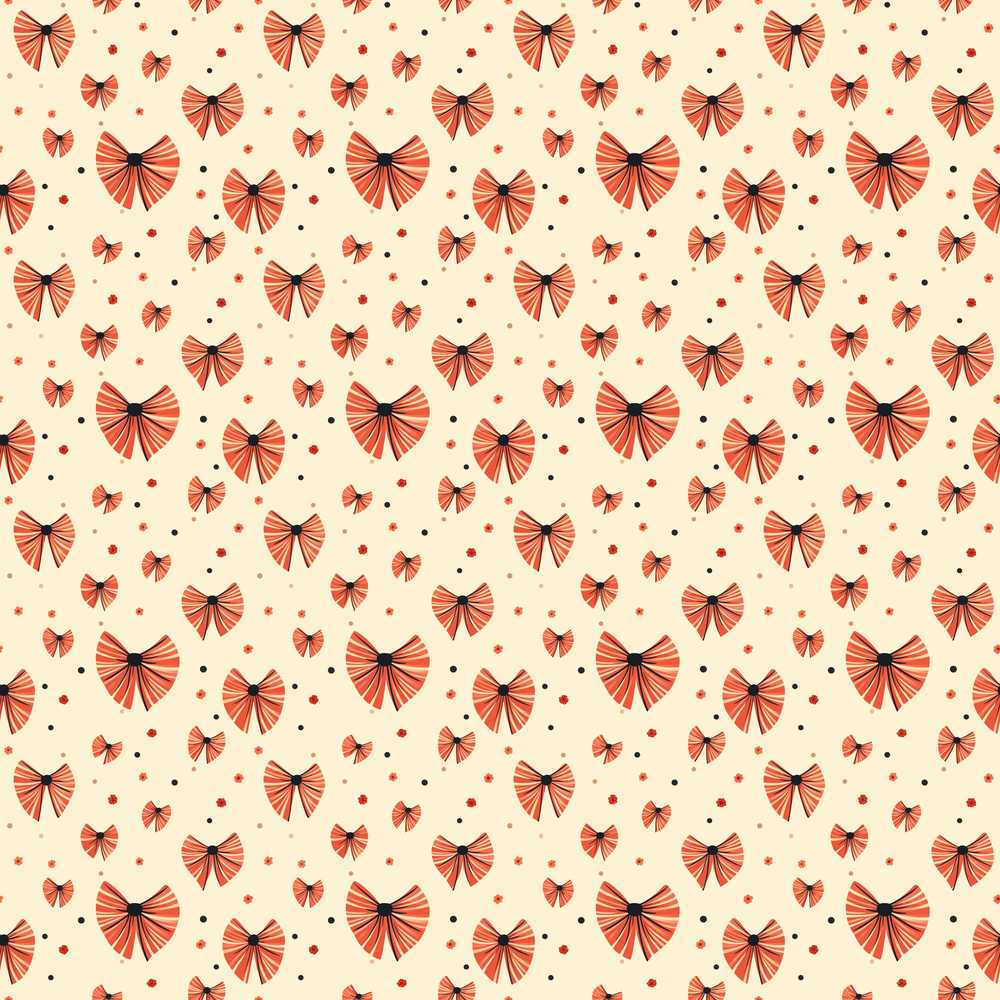 Cute Heart Shaped Bow Pattern in Coral and Black