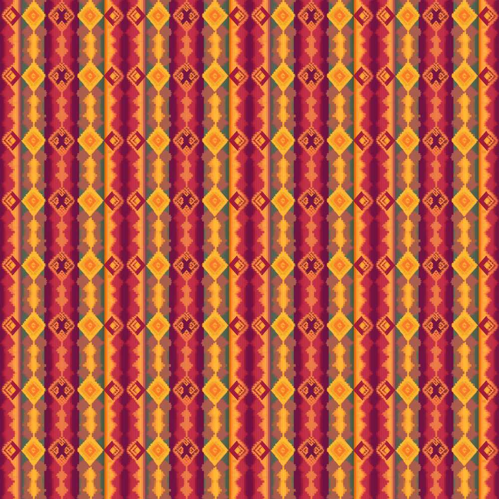 Warm Tribal Geometric Pattern in Red Gold and Orange