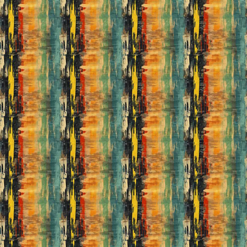 Abstract Brush Stroke Pattern in Teal Orange and Black