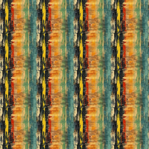 Abstract Brush Stroke Pattern in Teal Orange and Black