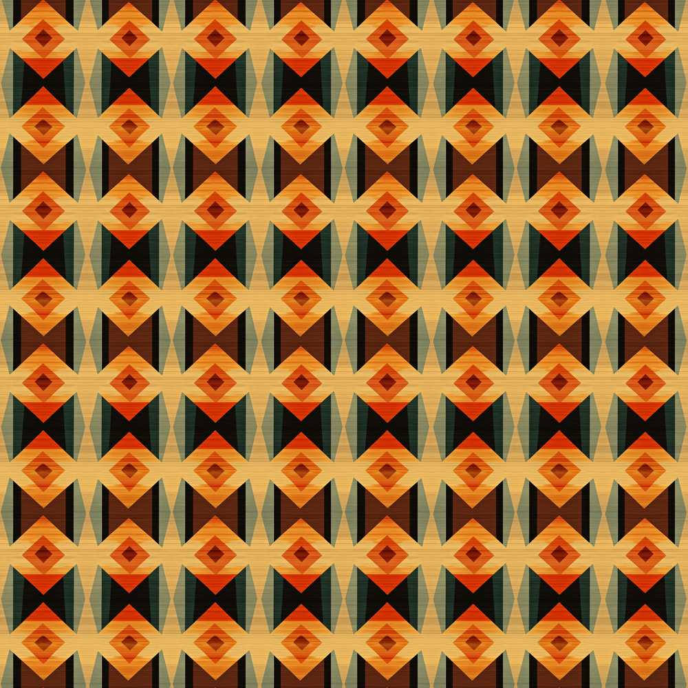 Geometric Diamond Pattern in Orange Brown and Green