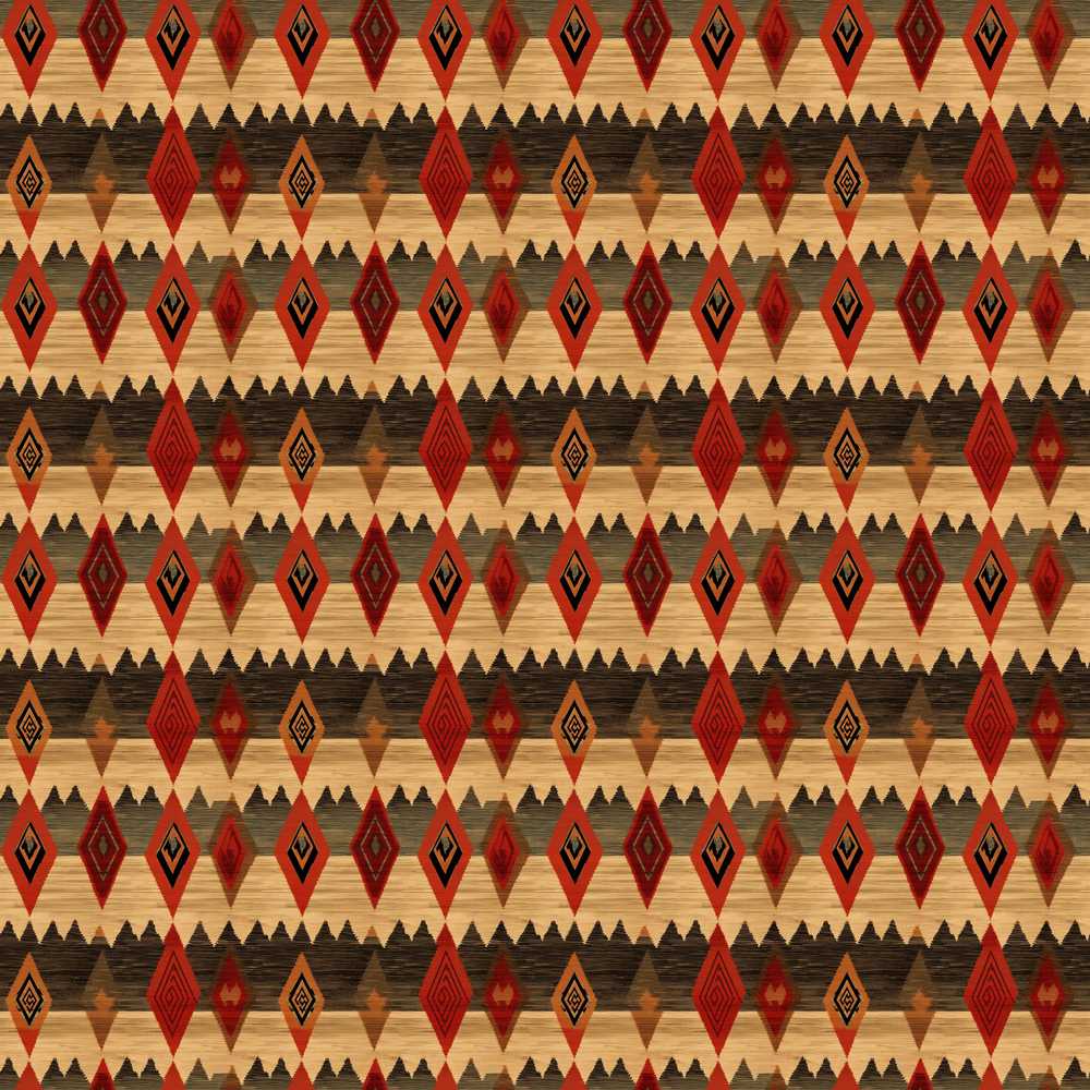Rustic Tribal Diamond Pattern in Red and Earthy Tones