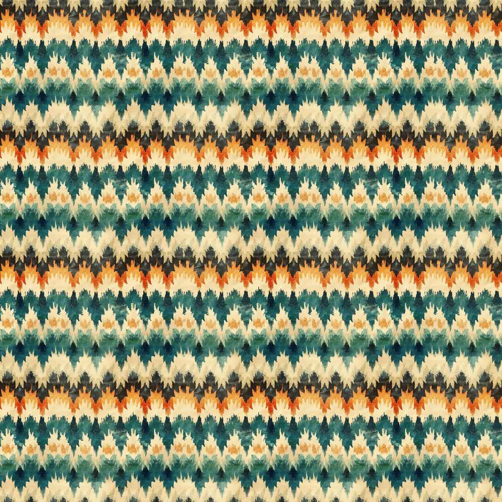 Abstract Watercolor Stripe Pattern in Teal Orange and Cream
