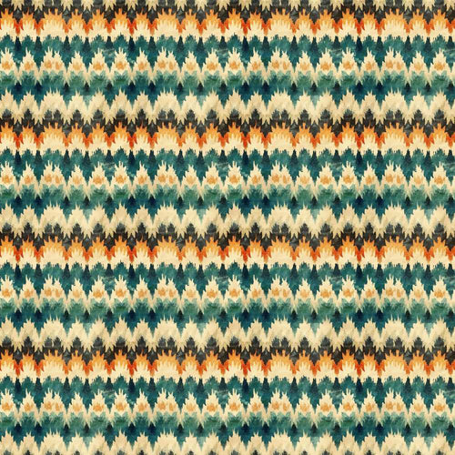 Abstract Watercolor Stripe Pattern in Teal Orange and Cream