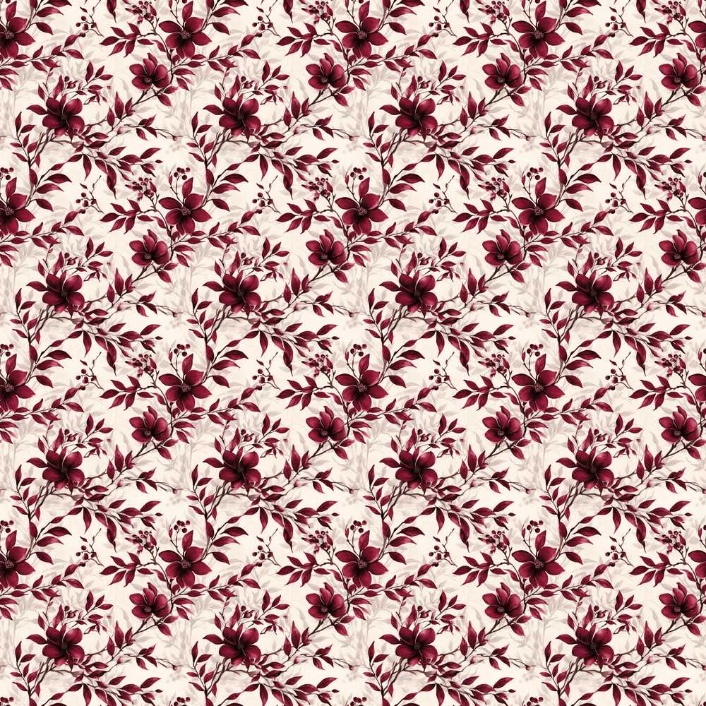 Elegant Burgundy Floral Pattern on Light Background Wildflower Botanical