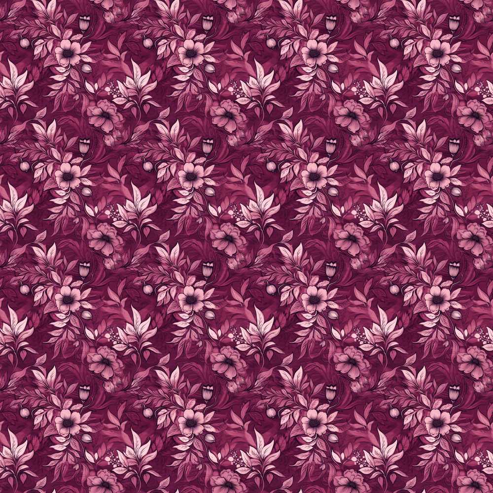Dark Plum Botanical Floral Pattern with Soft Pink Accents