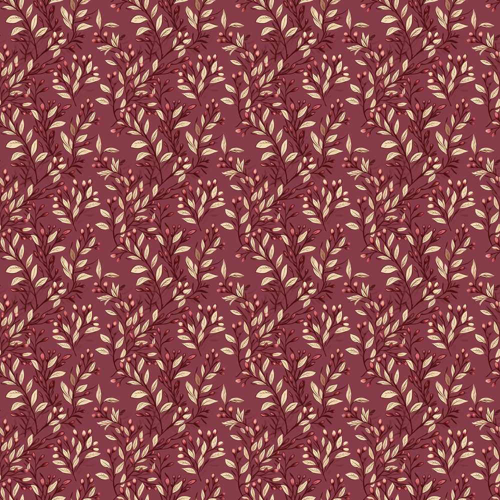 Elegant Burgundy Leaf Botanical Pattern on Deep Red Background