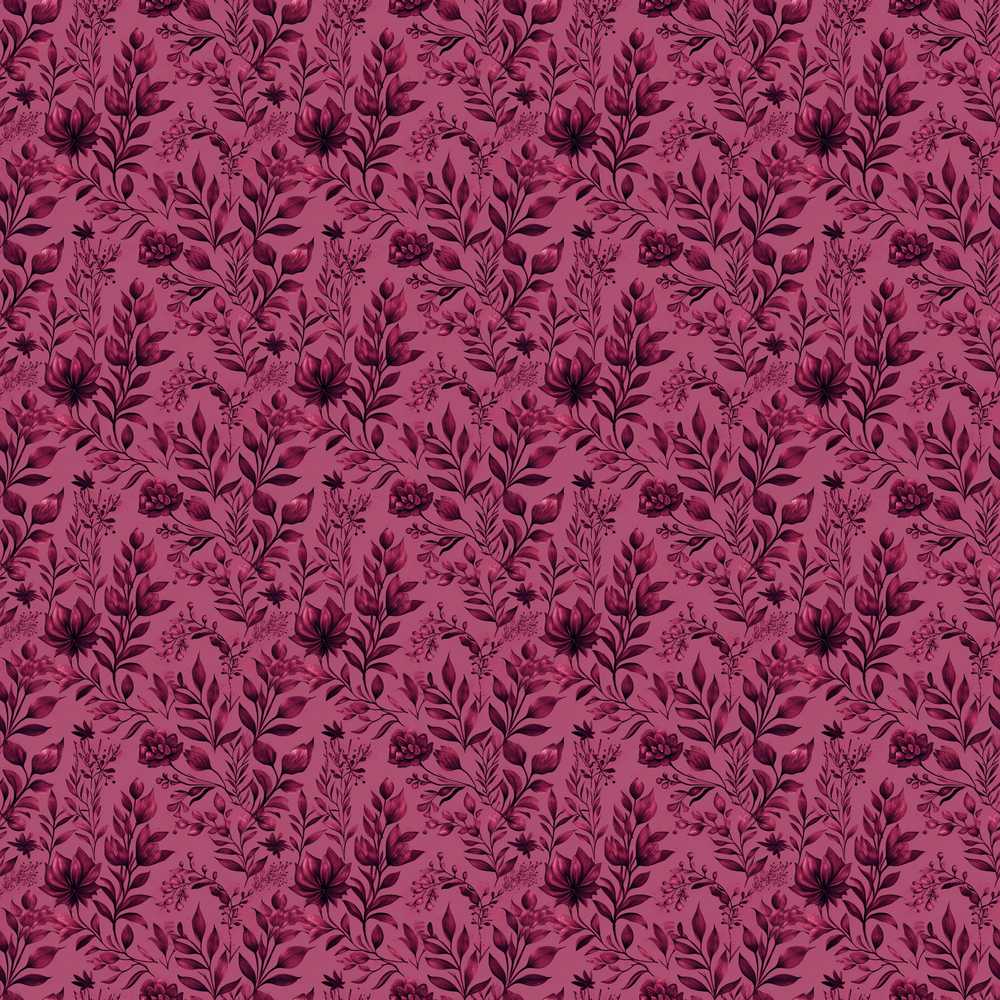 Vintage Mauve Floral Silhouette Pattern on Dusky Background Wildflower