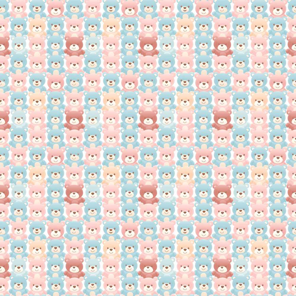 Pastel Teddy Bear Faces Repeating Pattern Illustration Repeat