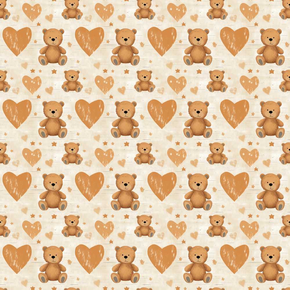 Brown Teddy Bears with Large Hearts Cute Illustration