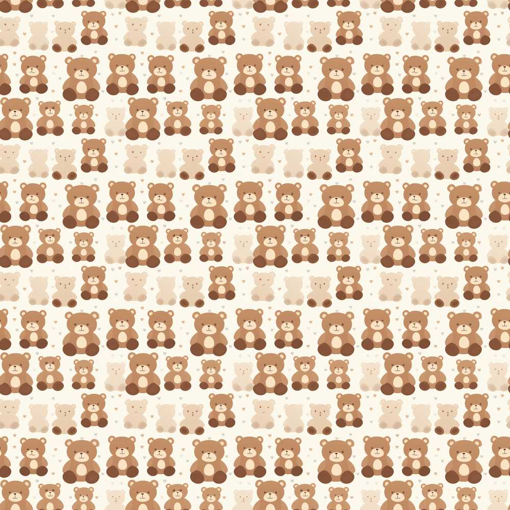 Brown Teddy Bears Repeat Pattern with Neutral Tones