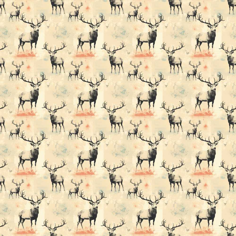 Artistic Deer Illustration with Abstract Background Art Texture