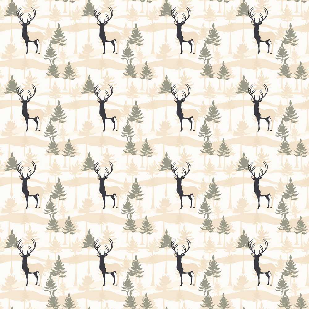 Minimal Deer Silhouette with Abstract Woodland Background Art