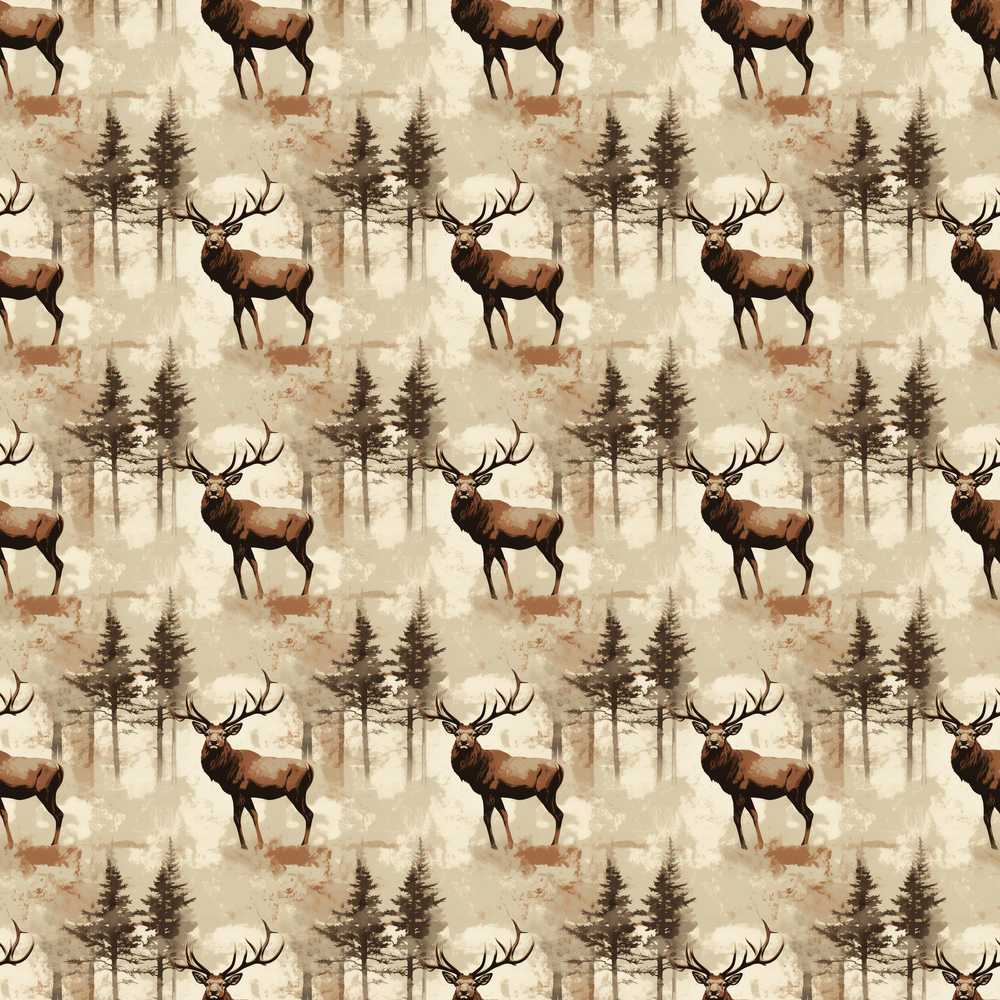 Classic Deer in Forest Landscape Warm Brown Tones