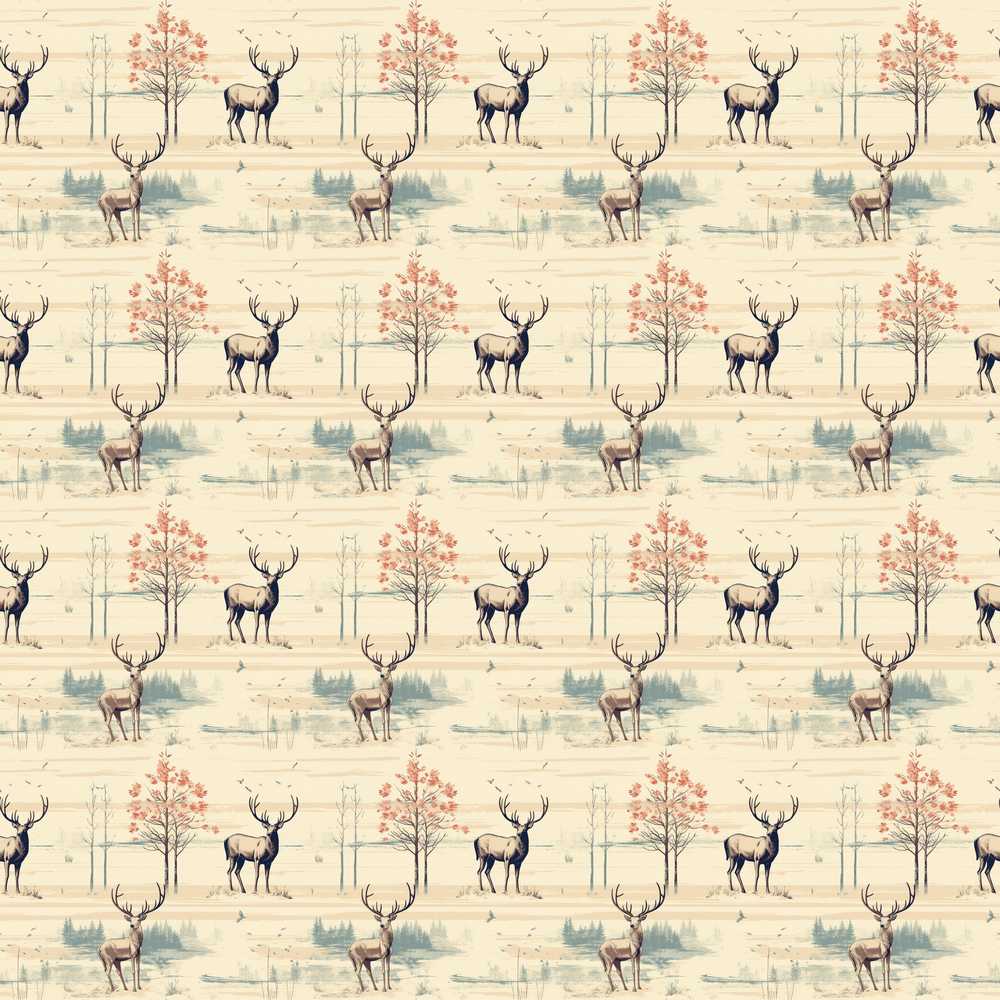 Deer with Autumn Trees and Soft Nature Scene