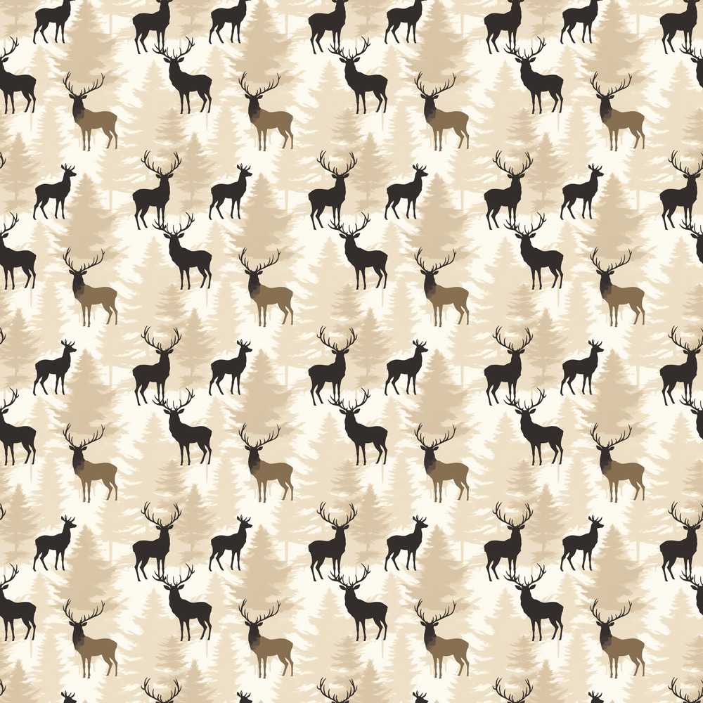 Modern Deer Silhouette with Forest Background Neutral Tones