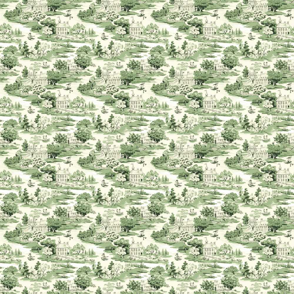 Elegant Countryside Estate Garden Scenic Toile Decorative Repeat