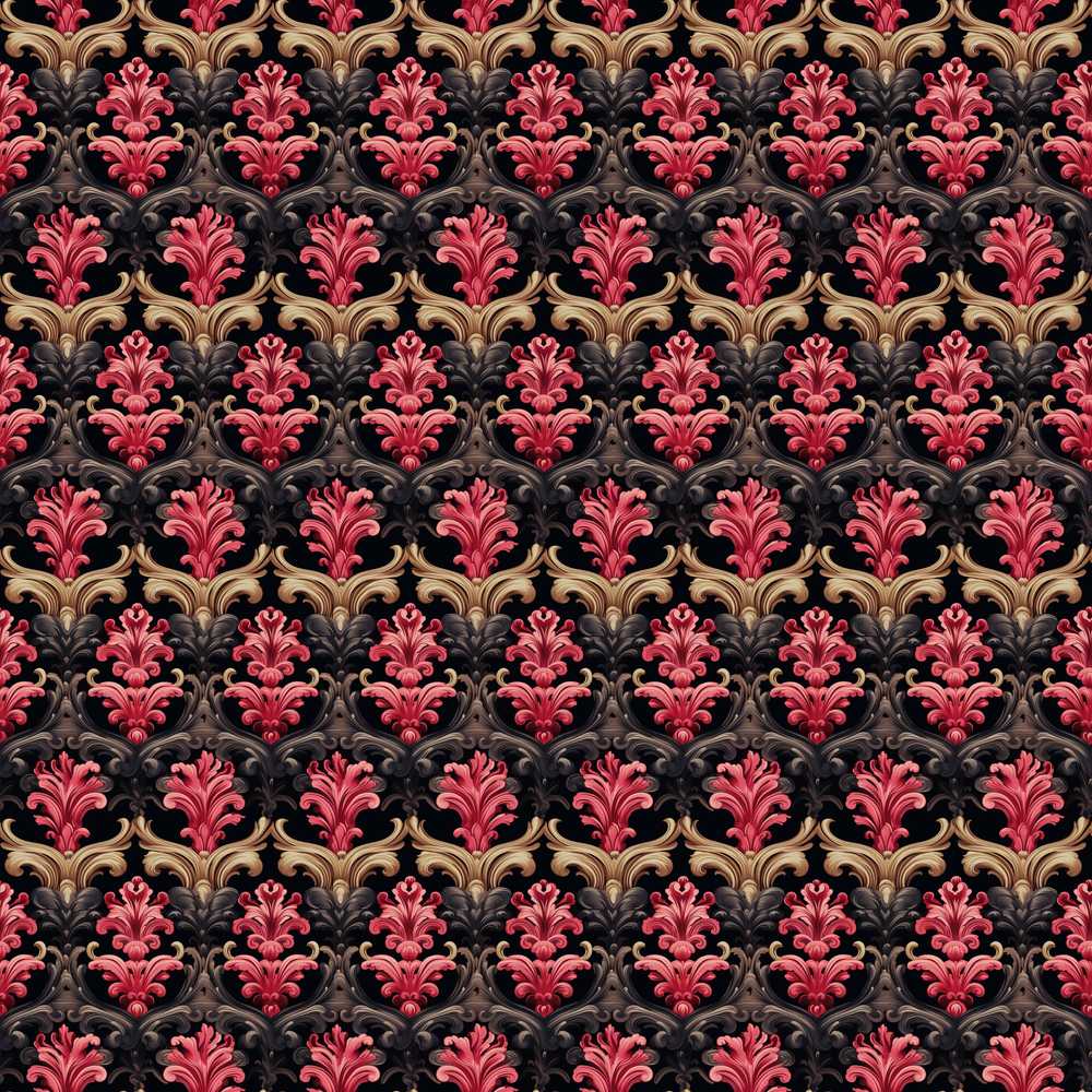 Luxury Red Gold Ornate Baroque Damask Decorative Repeat