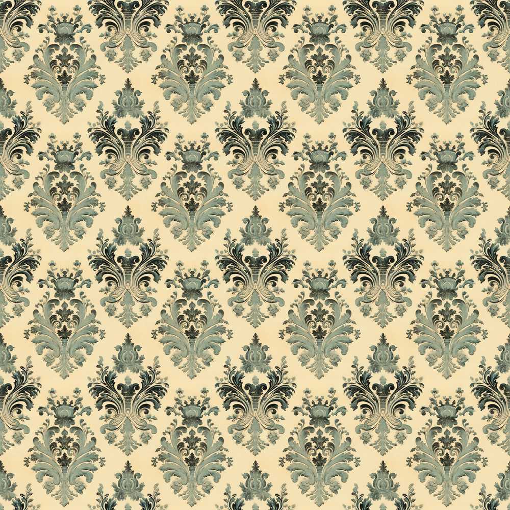 Muted Sage Green Classic Ornate Damask Decorative Repeat