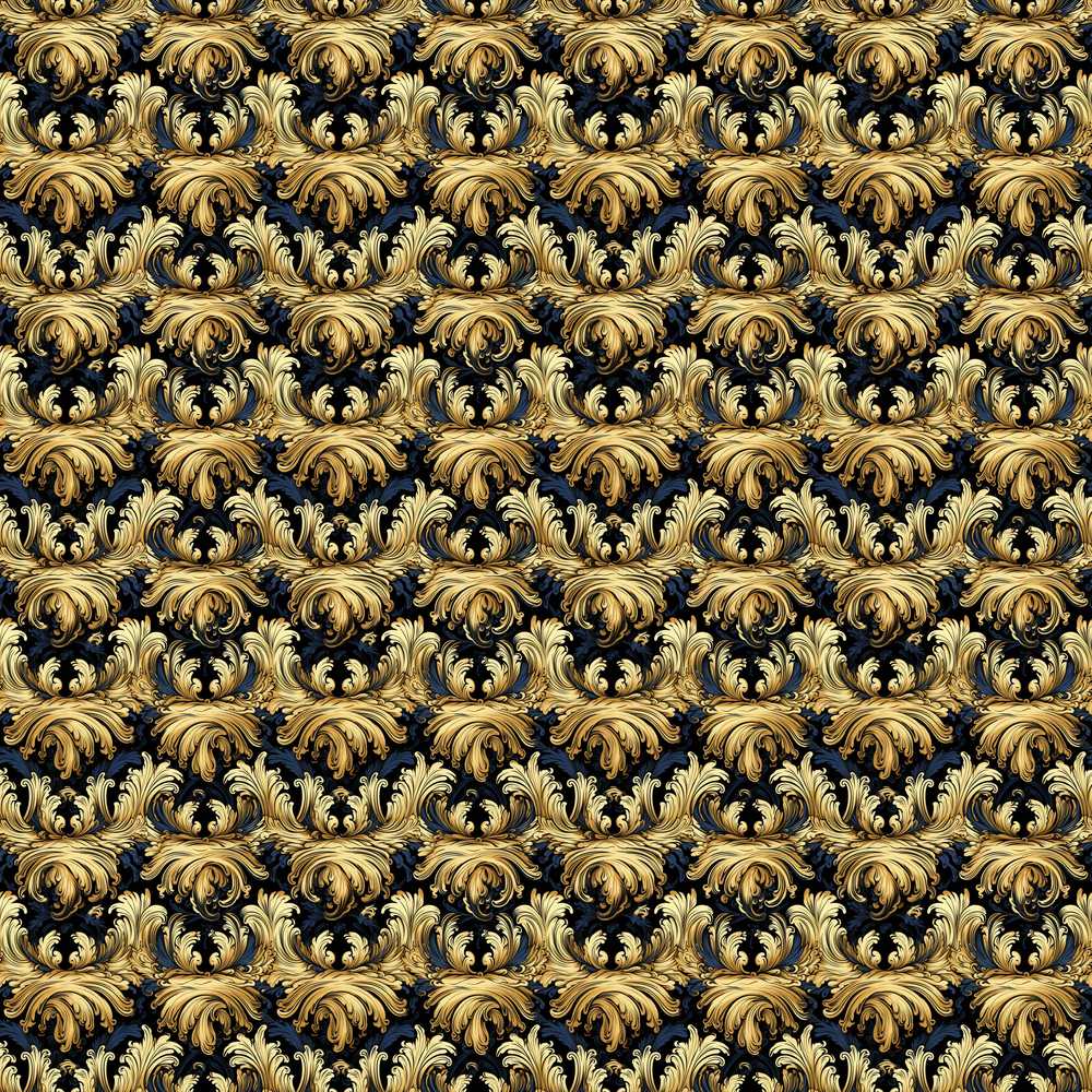 Royal Blue Gold Luxury Baroque Ornamental Decorative Repeat